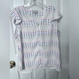 LOFT colorful polka dot blouse Size Large Petitie